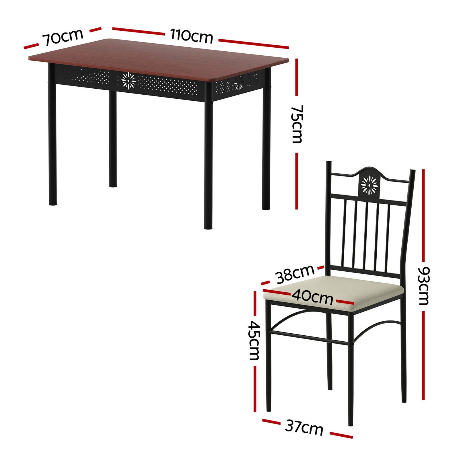 Dining Table and Chairs Set of 5 Compact Kitchen Furniture Upholstered