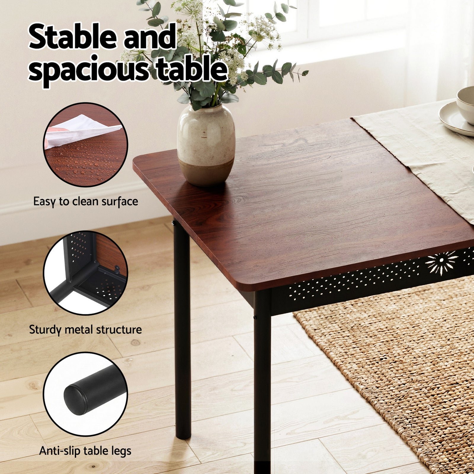 Dining Table and Chairs Set of 5 Compact Kitchen Furniture Upholstered