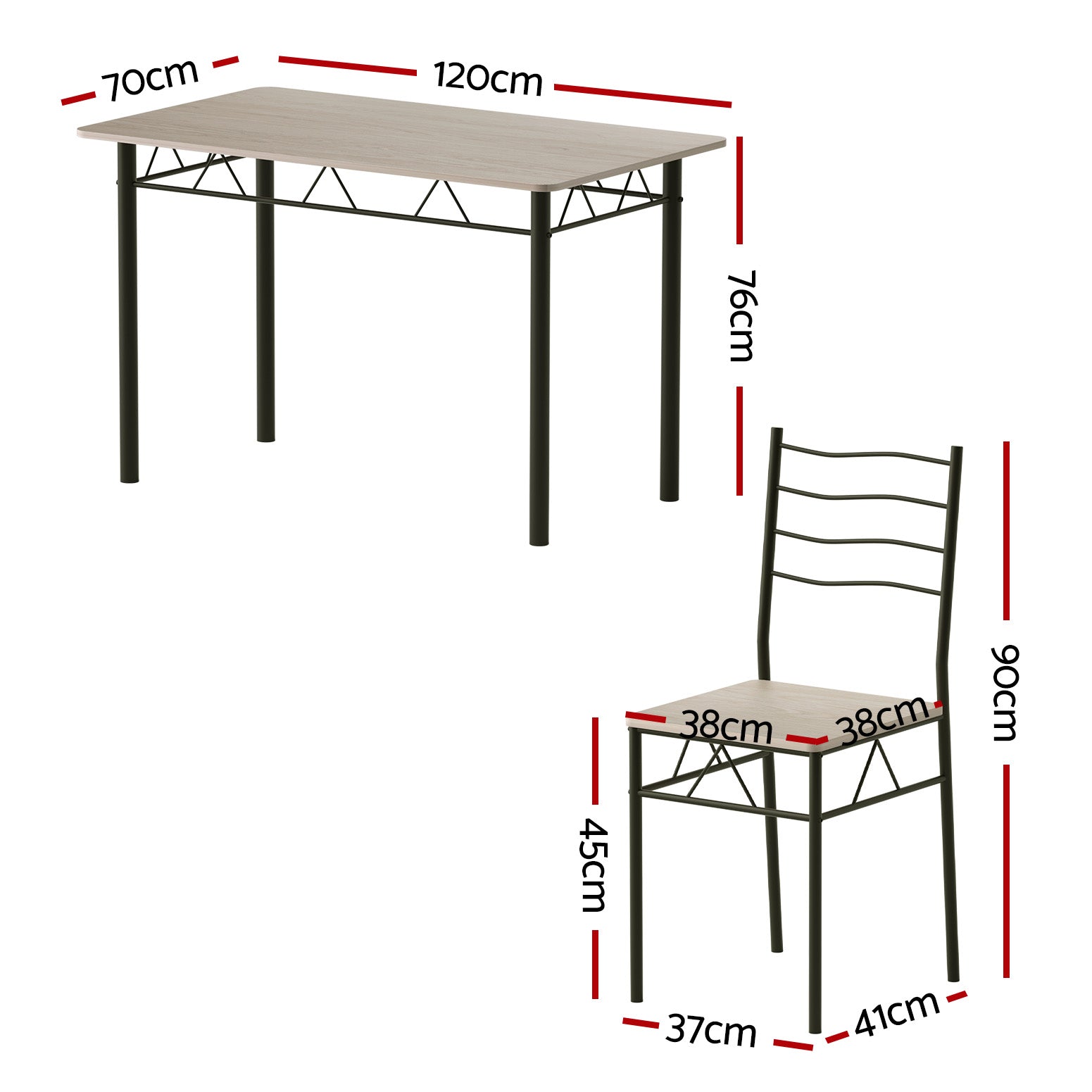 Dining Table and Chairs Set of 5 Compact Kitchen Furniture Modern Oak