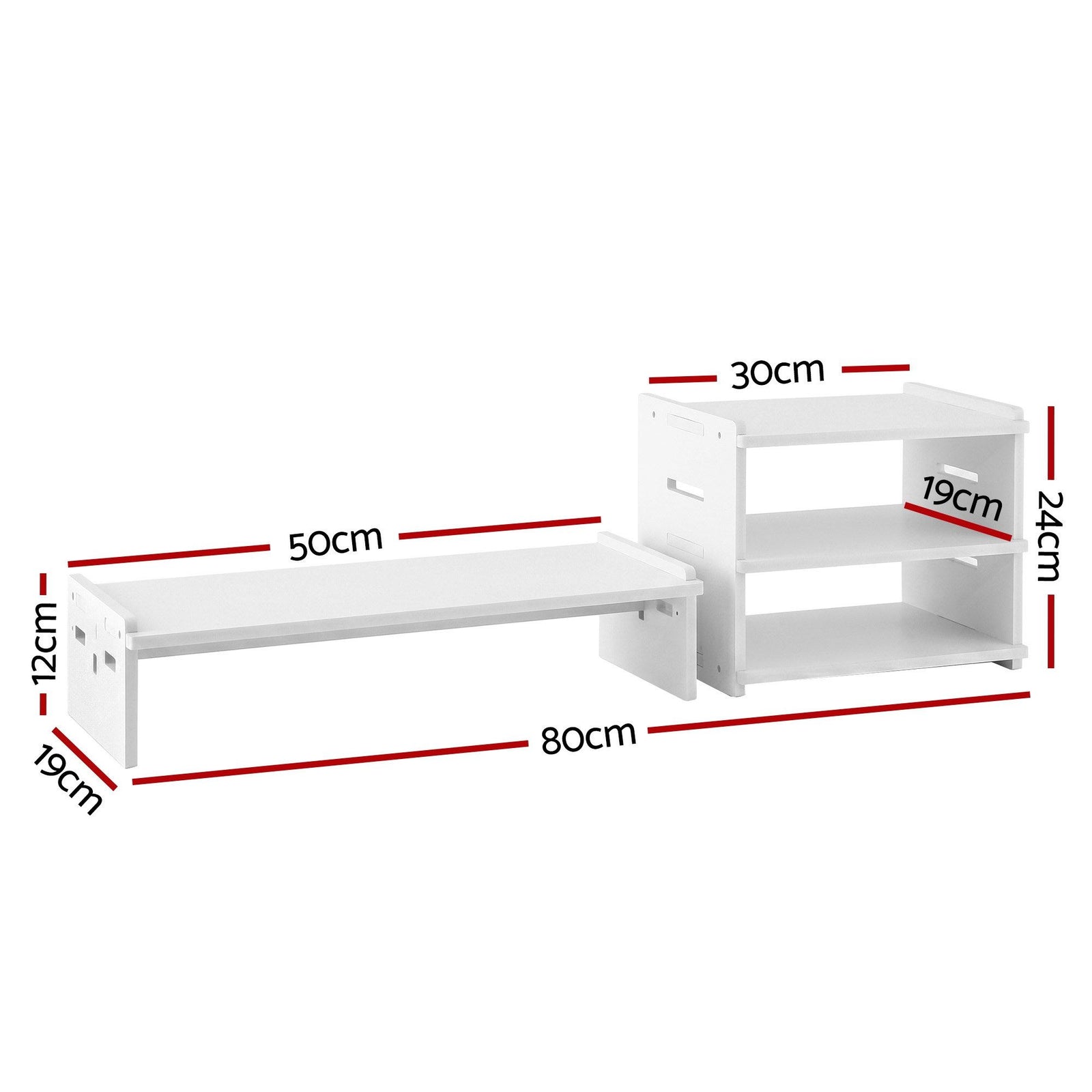2‑in‑1 Desktop Organiser – Monitor Stand & 3‑Tier Shelf, PVC, 20kg Capacity