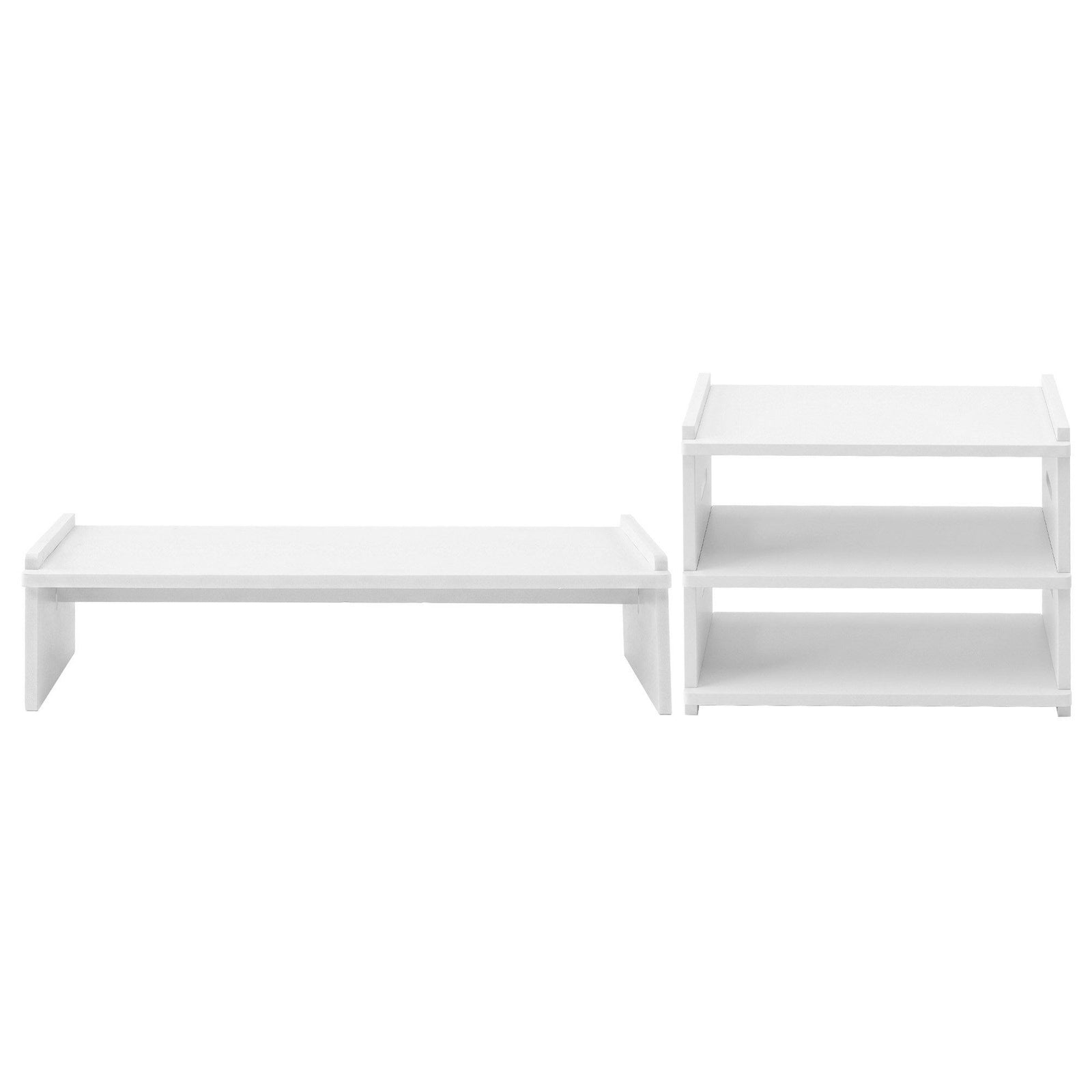 2‑in‑1 Desktop Organiser – Monitor Stand & 3‑Tier Shelf, PVC, 20kg Capacity