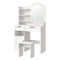 Oikiture Dressing Table Stool Set Makeup Mirror 12 LED Bulbs White