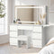 Dressing Table Stool Set with LED Makeup Mirror 7 Drawers