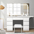 Dressing Table Stool Set with LED Makeup Mirror 7 Drawers