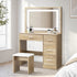 Dressing Table Stool Set Large Mirror LED Light Natural