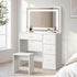 Dressing Table Stool Set Large Mirror LED Light White