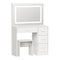 Dressing Table Stool Set Large Mirror LED Light White