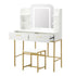 Dressing Table Stool Set LED Mirror Vanity Desk White Gold
