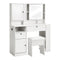 Dressing Table Stool Set LED Mirror Makeup Desk Charging