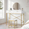 Oikiture Dressing Table Stool Set with Mirror 2 Drawers White & Gold