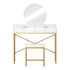 Oikiture Dressing Table Stool Set with Mirror 2 Drawers White & Gold