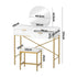Oikiture Dressing Table Stool Set with Mirror 2 Drawers White & Gold