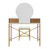 Oikiture Dressing Table Stool Set with Mirror 2 Drawers White & Gold