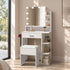 Oikiture Small Dressing Table Set LED Lights Makeup Mirror Desk White