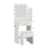 Oikiture Small Dressing Table Set LED Lights Makeup Mirror Desk White