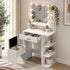 Oikiture Small Dressing Table Set LED Lights Makeup Mirror Desk White