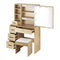 Oikiture Dressing Table Set – 10‑LED Mirror, Drawers & Stool Natural Wood 80cm