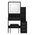 Oikiture Dressing Table Stool Set Makeup Mirror LED Light Storage Cabinet Black