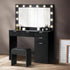 Dressing Table Stool Set Large Mirror 12 Bulbs Black
