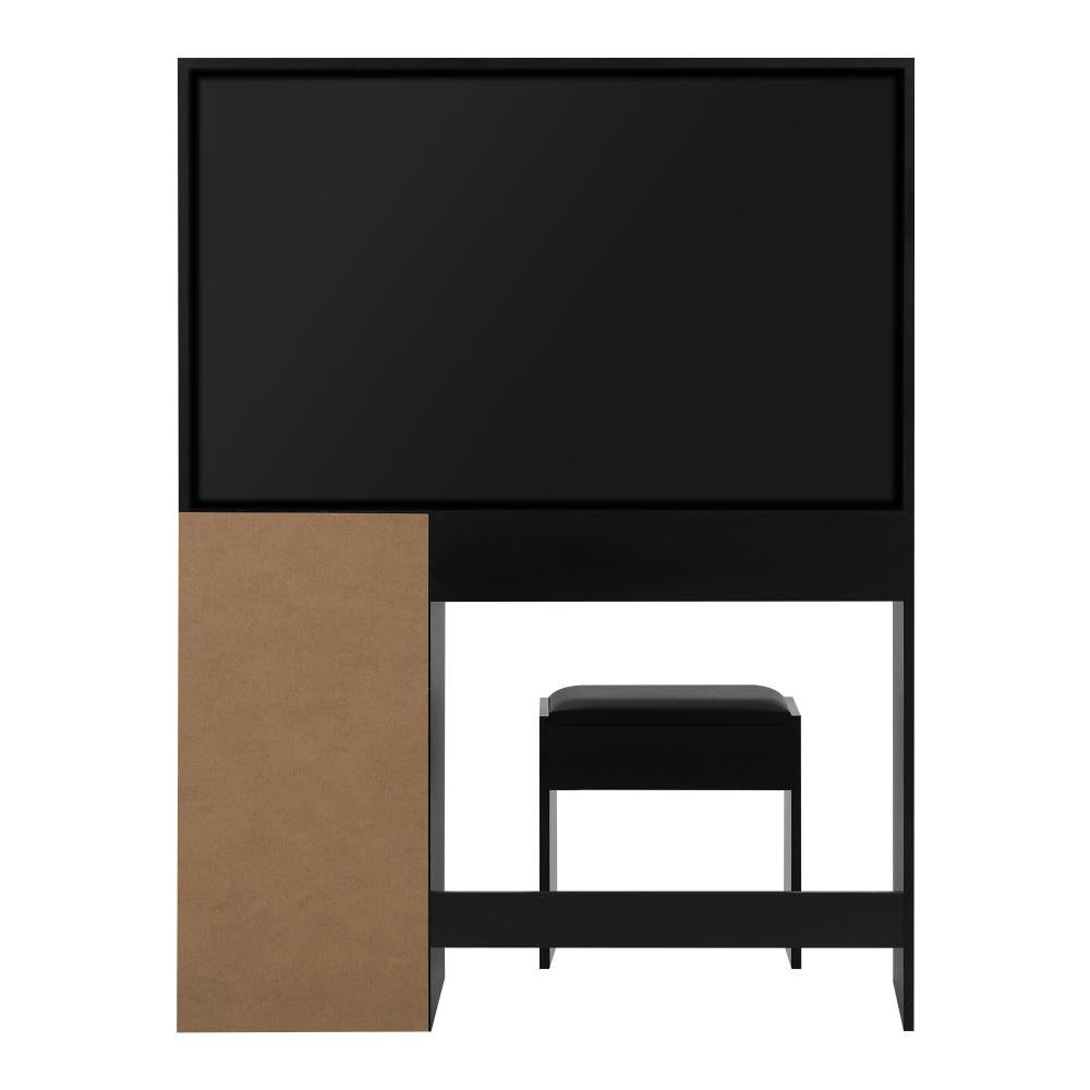 Dressing Table Stool Set Large Mirror 12 Bulbs Black