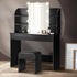 Dressing Table Stool Set with 10 Bulbs Mirror Black