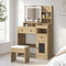 Oikiture LED Dressing Table & Stool Set Natural Vanity with Mirror