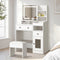 Oikiture LED Dressing Table & Stool Set White Vanity with Mirror