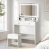 Dressing Table Stool Set LED Mirror White