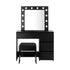 Dressing Table Stool Set with 12 Bulbs Mirror Black