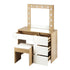 Dressing Table Stool Set 12 LED Bulbs Mirror Wooden&White