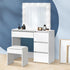 Dressing Table Stool Set with 12 Bulbs Mirror White