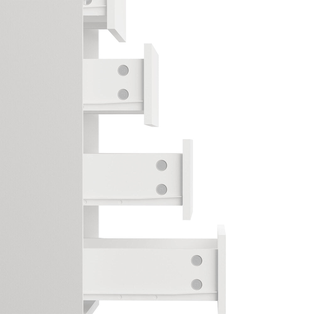 Oikiture Dressing Table Set Tri-fold Mirror LED Drawers Storage White