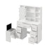 Oikiture Dressing Table Set 10 LED Bulbs Shelves 7 Drawers White