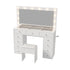 Oikiture Dressing Table Set LED Lights Glass Tabletop 11 Drawers White