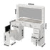 Oikiture Dressing Table Set LED Lights Glass Tabletop 11 Drawers White
