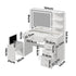 Oikiture Dressing Table Set LED Lights Glass Tabletop 5 Drawers White
