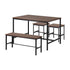 Oikiture Industrial Dining Table 4 Seaters with Kitchen Bench Chairs Natural