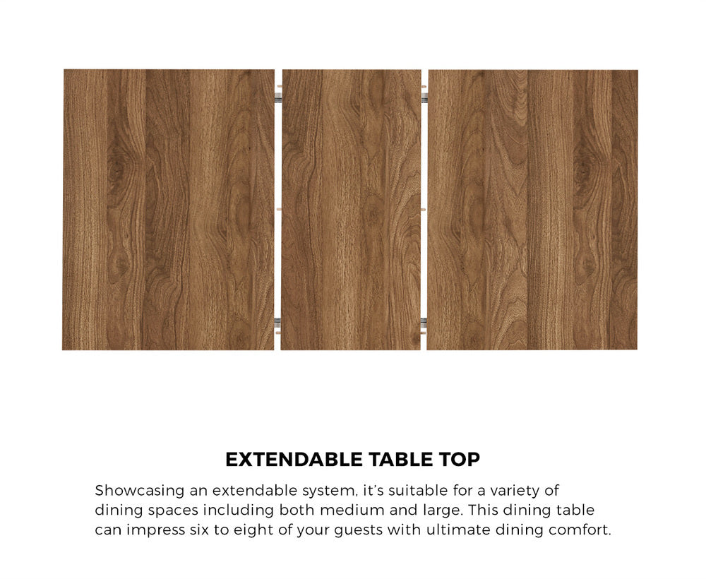 Oikiture 160cm Extendable Kitchen Dining Table Walnut