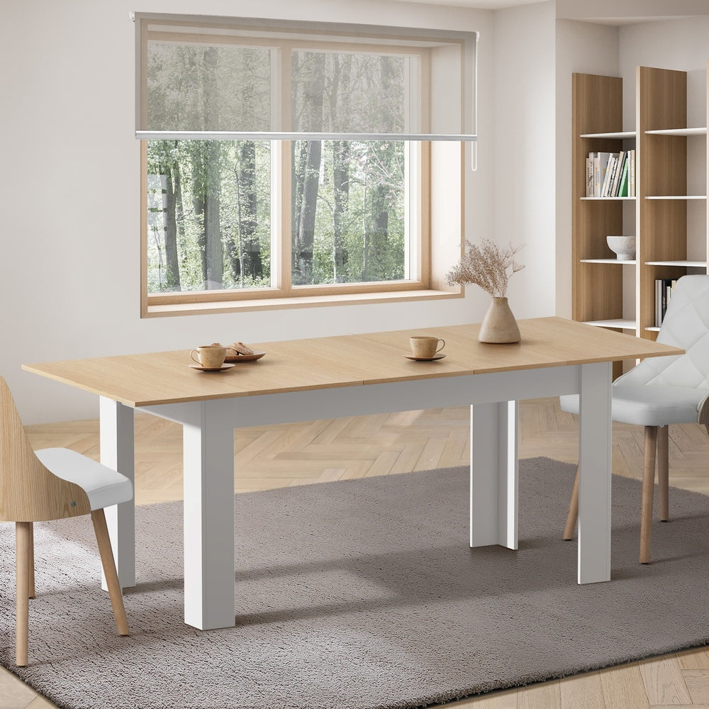 Oikiture 200cm Extendable Dining Table Natural White