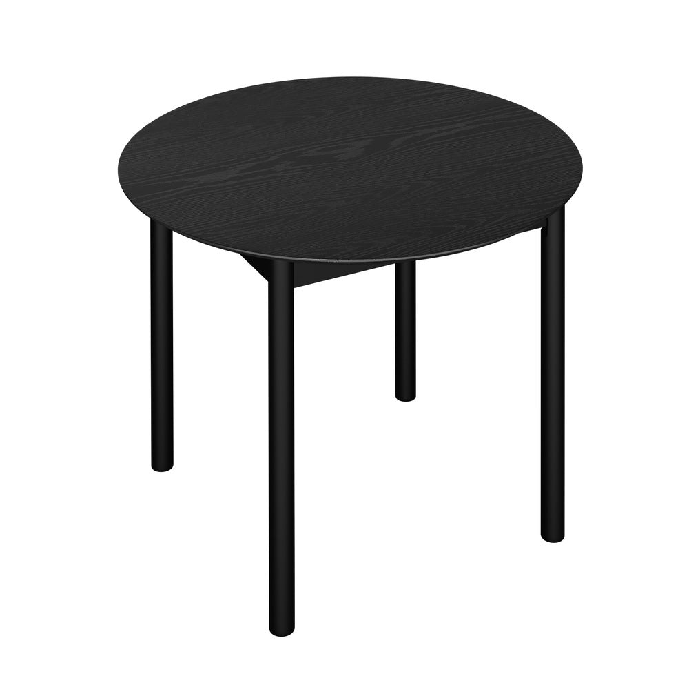 Oikiture 100cm Round Dining Table – Natural Woodgrain MDF Top with Pinewood Legs