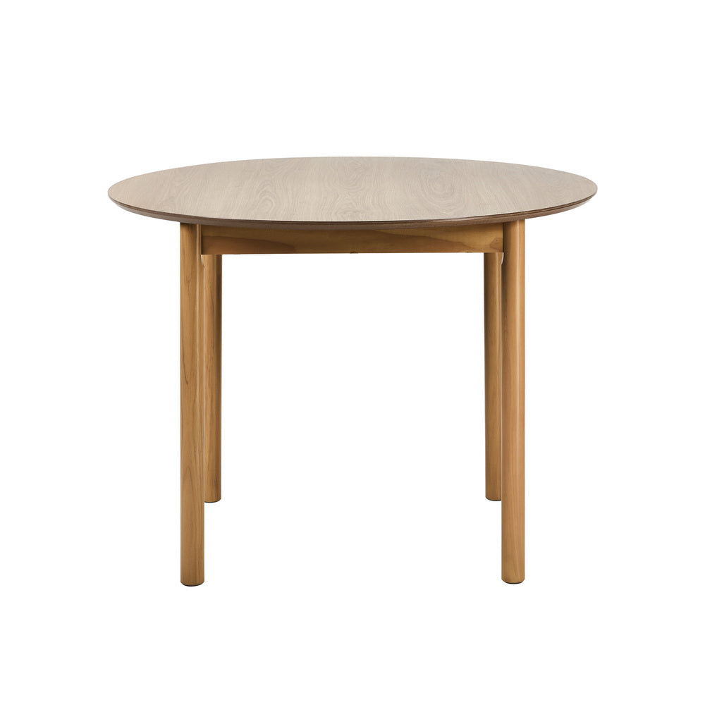 Oikiture 100cm Round Dining Table – Black Woodgrain MDF Top with Pinewood Legs