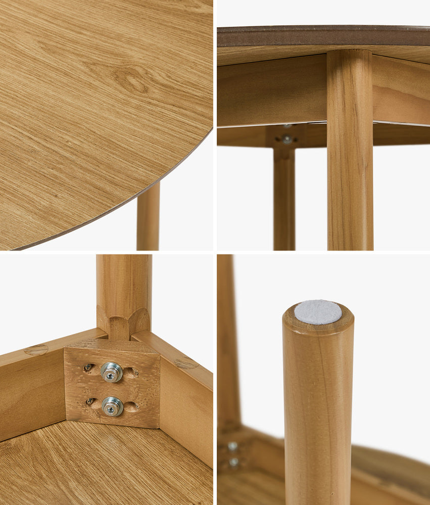 Oikiture 100cm Round Dining Table – Black Woodgrain MDF Top with Pinewood Legs
