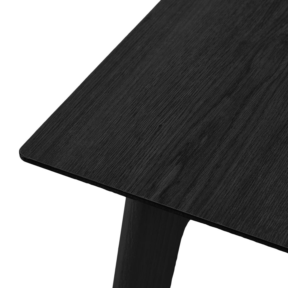 Oikiture 120cm Rectangular Dining Table – Black Woodgrain MDF with Solid Wood Legs