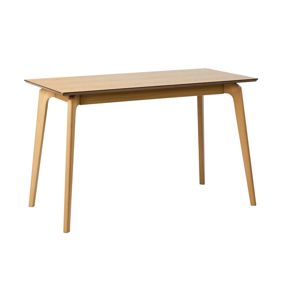 Oikiture 120cm Rectangular Dining Table – Natural Woodgrain MDF with Solid Wood Legs