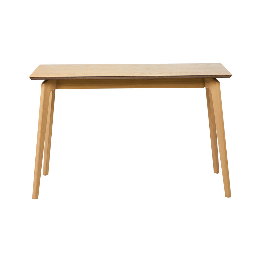 Oikiture 120cm Rectangular Dining Table – Natural Woodgrain MDF with Solid Wood Legs