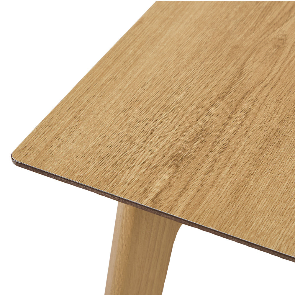 Oikiture 120cm Rectangular Dining Table – Natural Woodgrain MDF with Solid Wood Legs