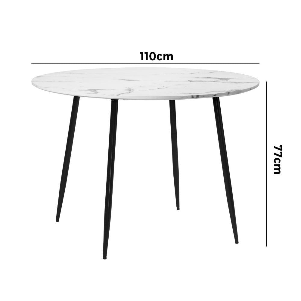 110cm Dining Table with Marble Finish White&Black