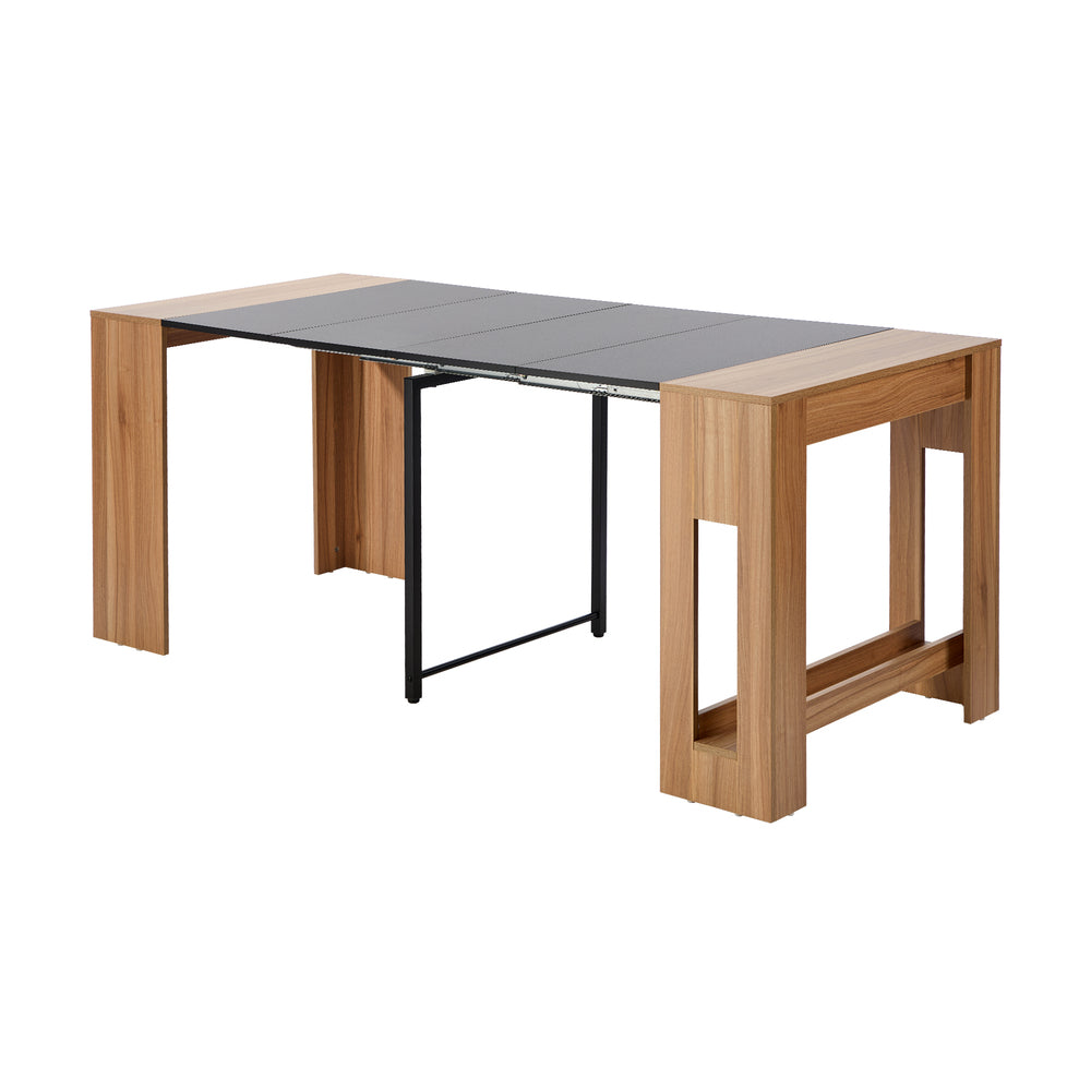 Oikiture 180cm Extendable Dining Table Natural & Black