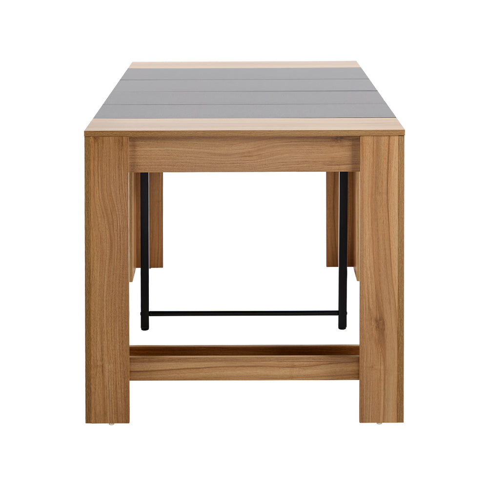 Oikiture 180cm Extendable Dining Table Natural & Black