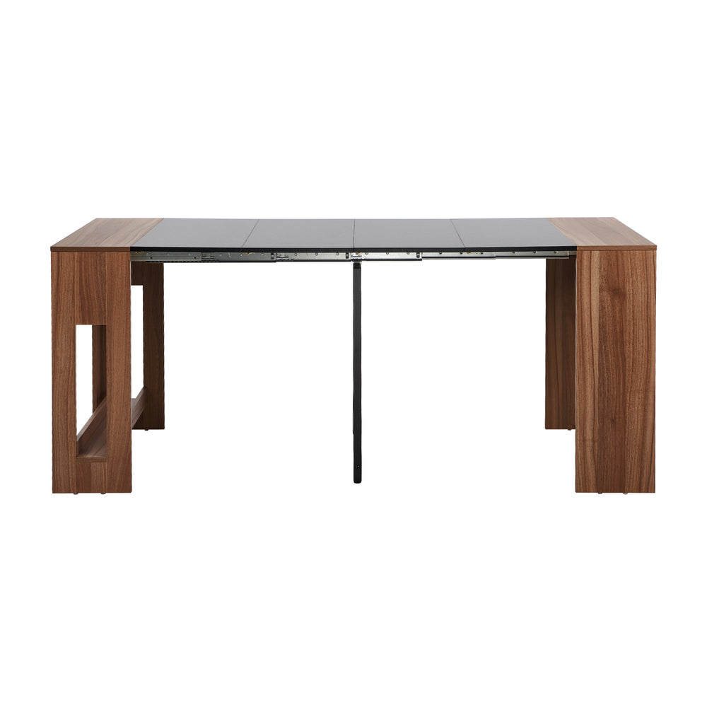 Oikiture 180cm Extendable Dining Table Wooden Furniture Walunt & Black